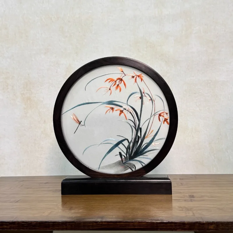 Handmade Suzhou embroidery double-sided embroidery simple new Chinese-style ornament Chinese style business portable embroidery