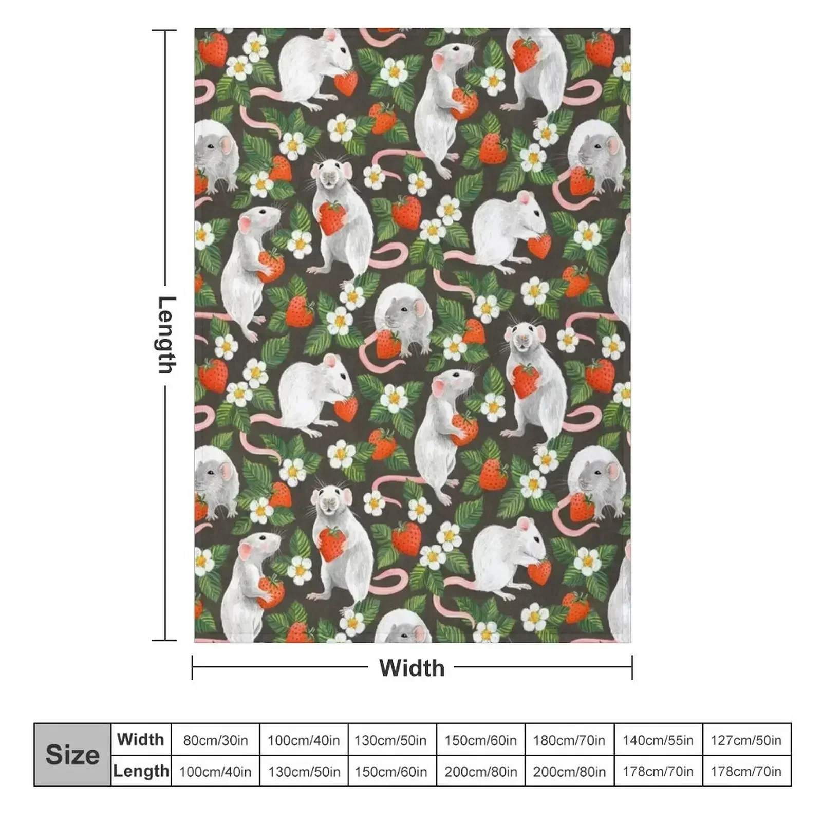 Rats Love Strawberries on vintage dark brown Throw Blanket Warm Retros Soft Beds blankets ands Blankets