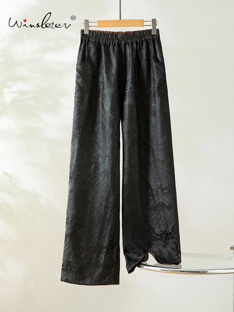 

Брюки Winsleter из 100% натурального шелка, элегантные, с эластичным поясом, жаккардовые, женские, в стиле ретро, повседневные, весна 2026, B61436CC