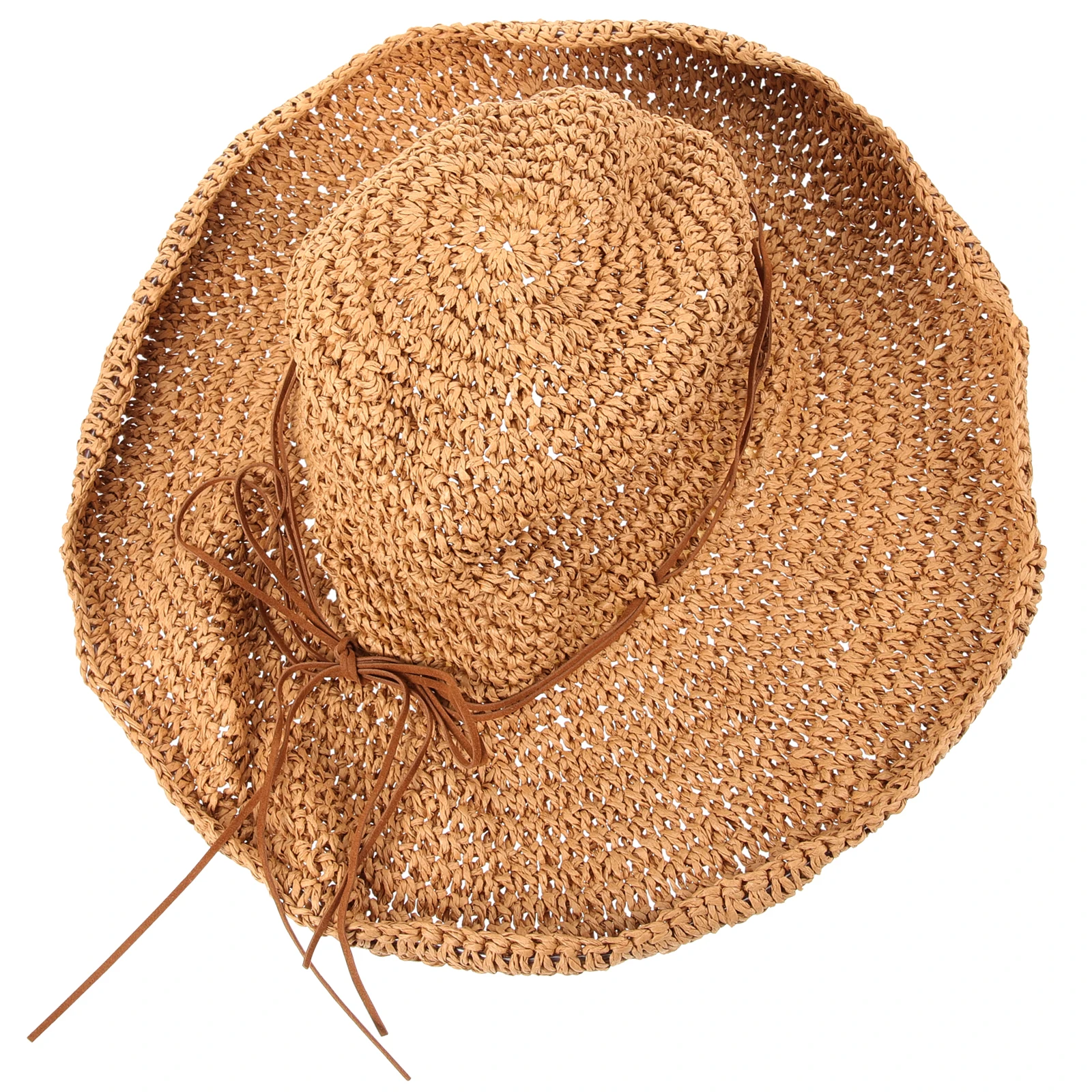 

Straw Hat Sun Visor Beach Vacation Cap Summer Bow Tie Holiday Headwear Coffee Decorative Women's
