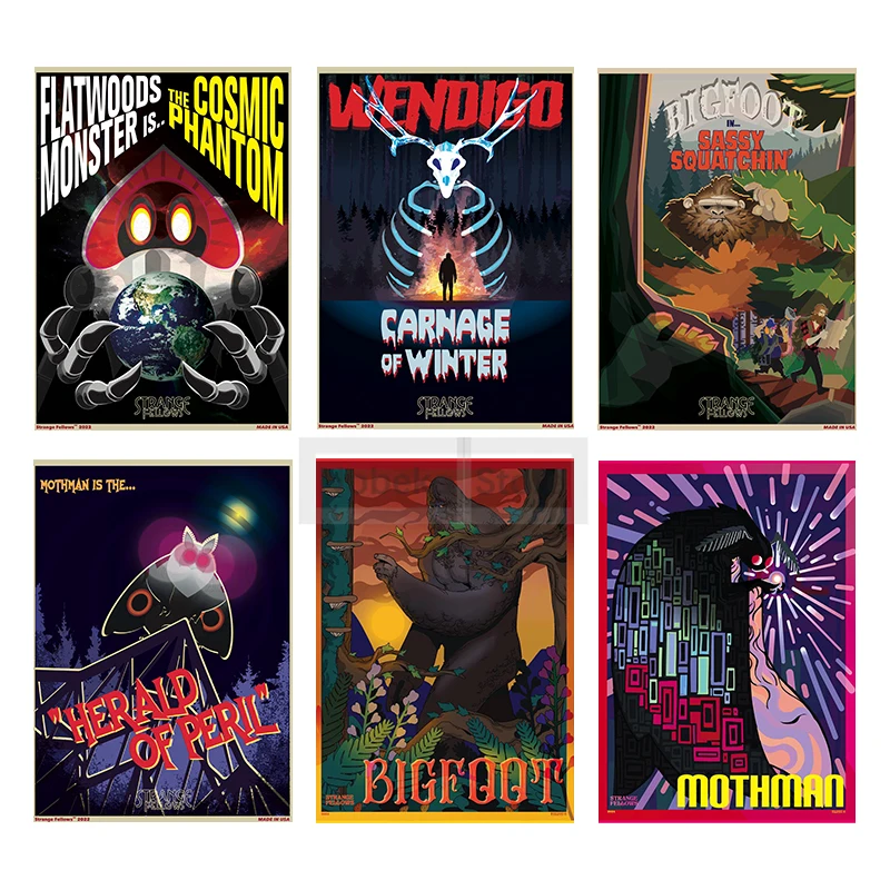 Strange Fellows Vintage Movie Posters Mysterious Monster Prints Canvas Painting Wall Art Pictures Home Room Retro Decoration