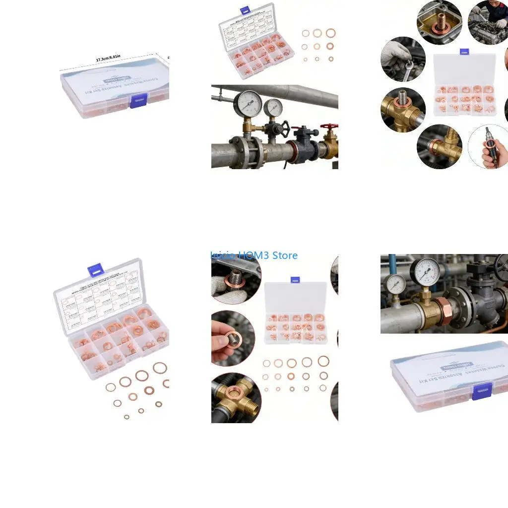 A5YD 150Pcs Flat Adapter Copper Washer Car Engine Washer Sealing Gasket Gasket Seal Adapter Industrial Equipment Maintenance
