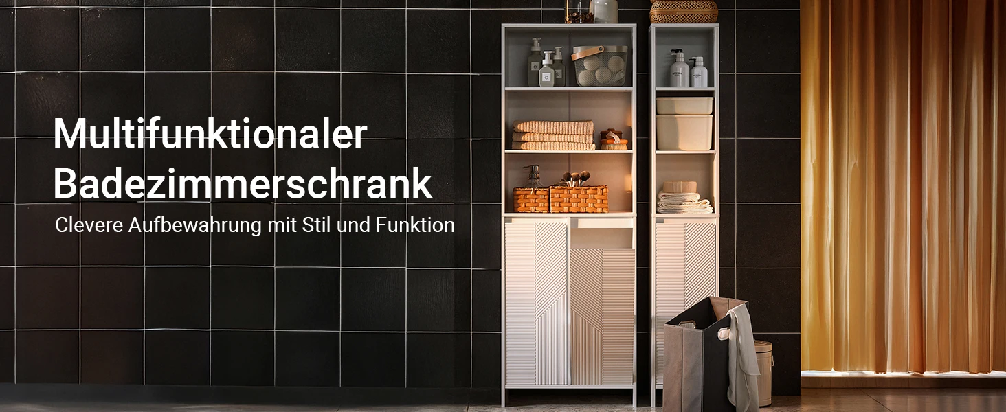 SoBuy BZR155-W Schmaler Badezimmerschrank mit Wäschekorb, Bad Hochschrank mit Türen & Regal für Badezimmer 60x30x171 – Detail 5
