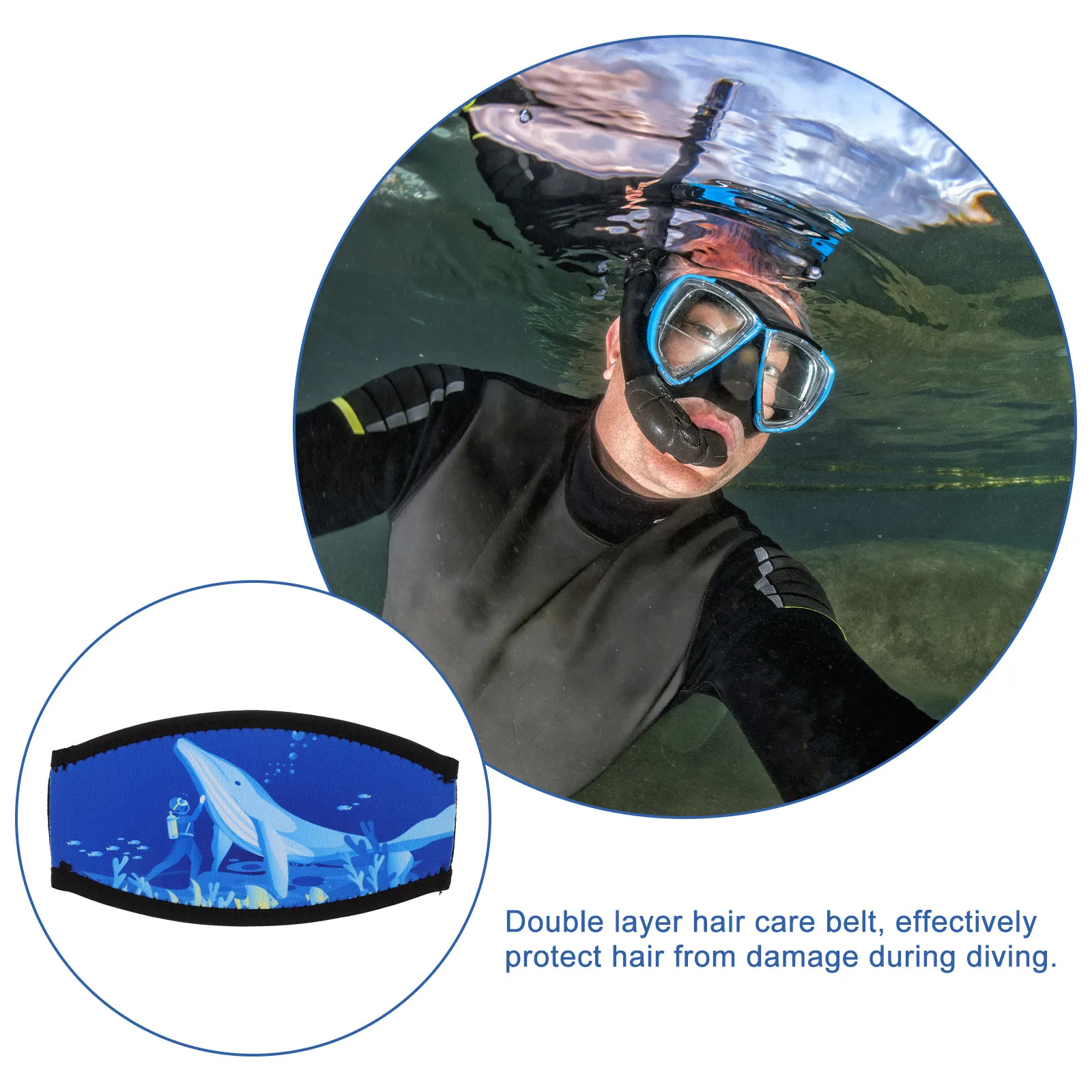 Neoprene Scuba Mask Strap Cover Innovative Pattern Hair Protection for Snorkeling Deep Diving Versatile Diving Accessories