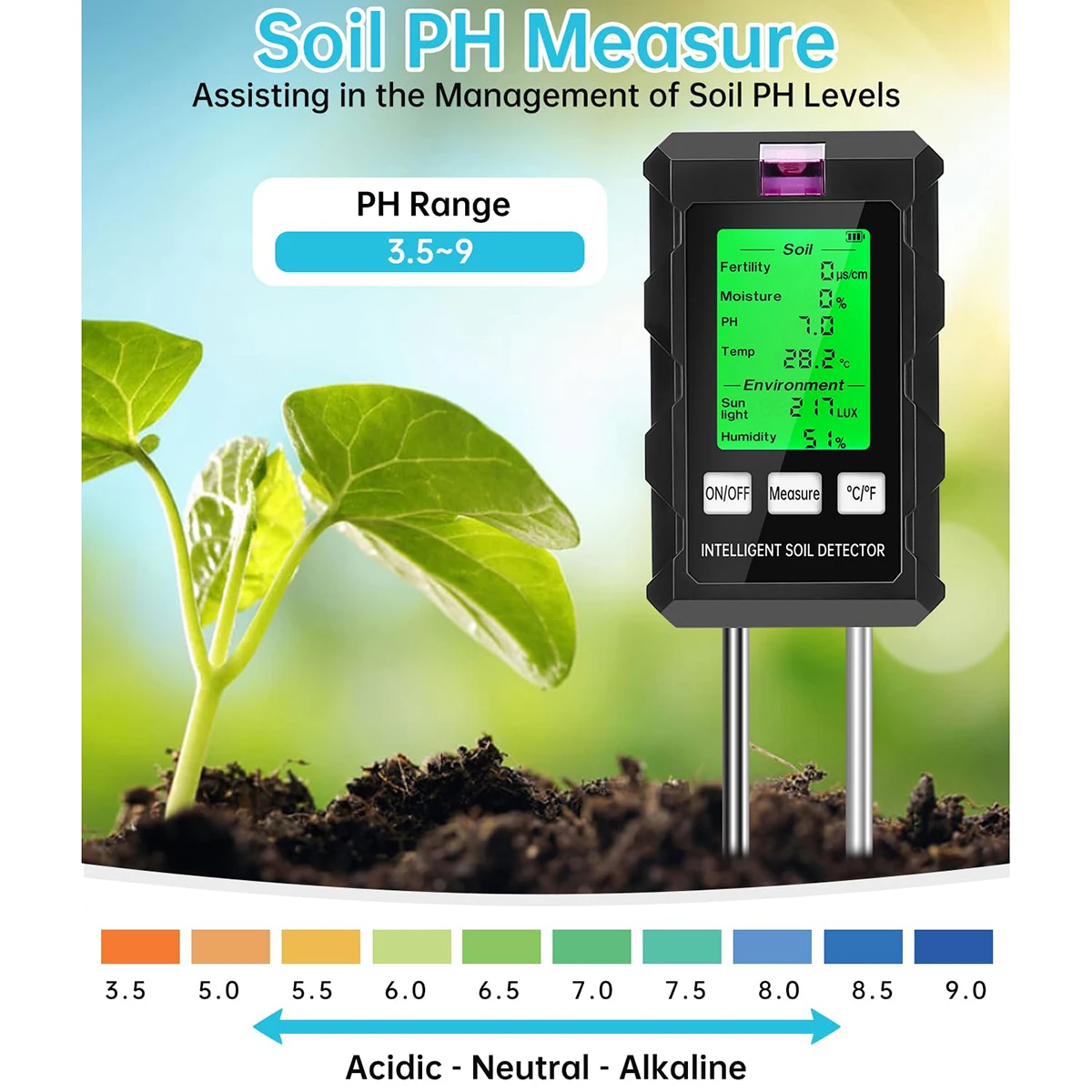 

6-in-1 Soil Measuring Instrument For Fertility Moisture Temperature Ph Light Intensity And Air Humidity Testing New Arrivals