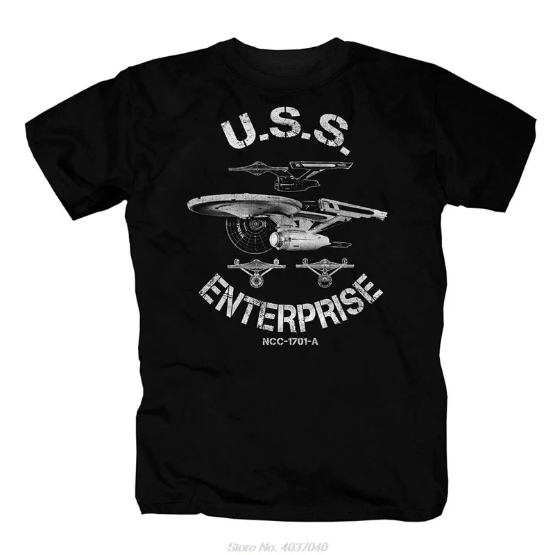 T Shirt Men Uss Enterprise Voyager Spock Spaceship Sci Fi Retro Planet Tees Tshirt Harajuku Mens Tops Fashion Streetwear