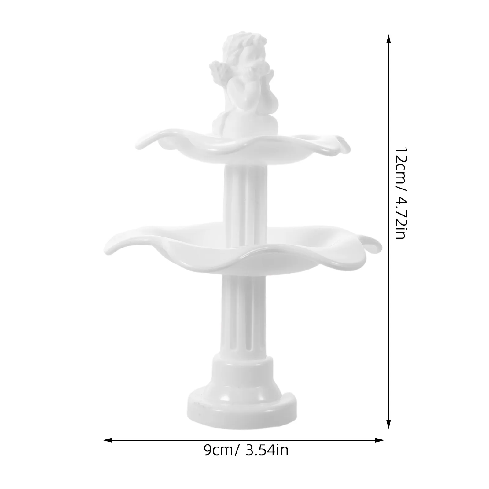 2Pcs Miniature Plastic Fountain Two-Tier Angel Design Landscape Wishing Fountain Bonsai Accessories Terrarium Display