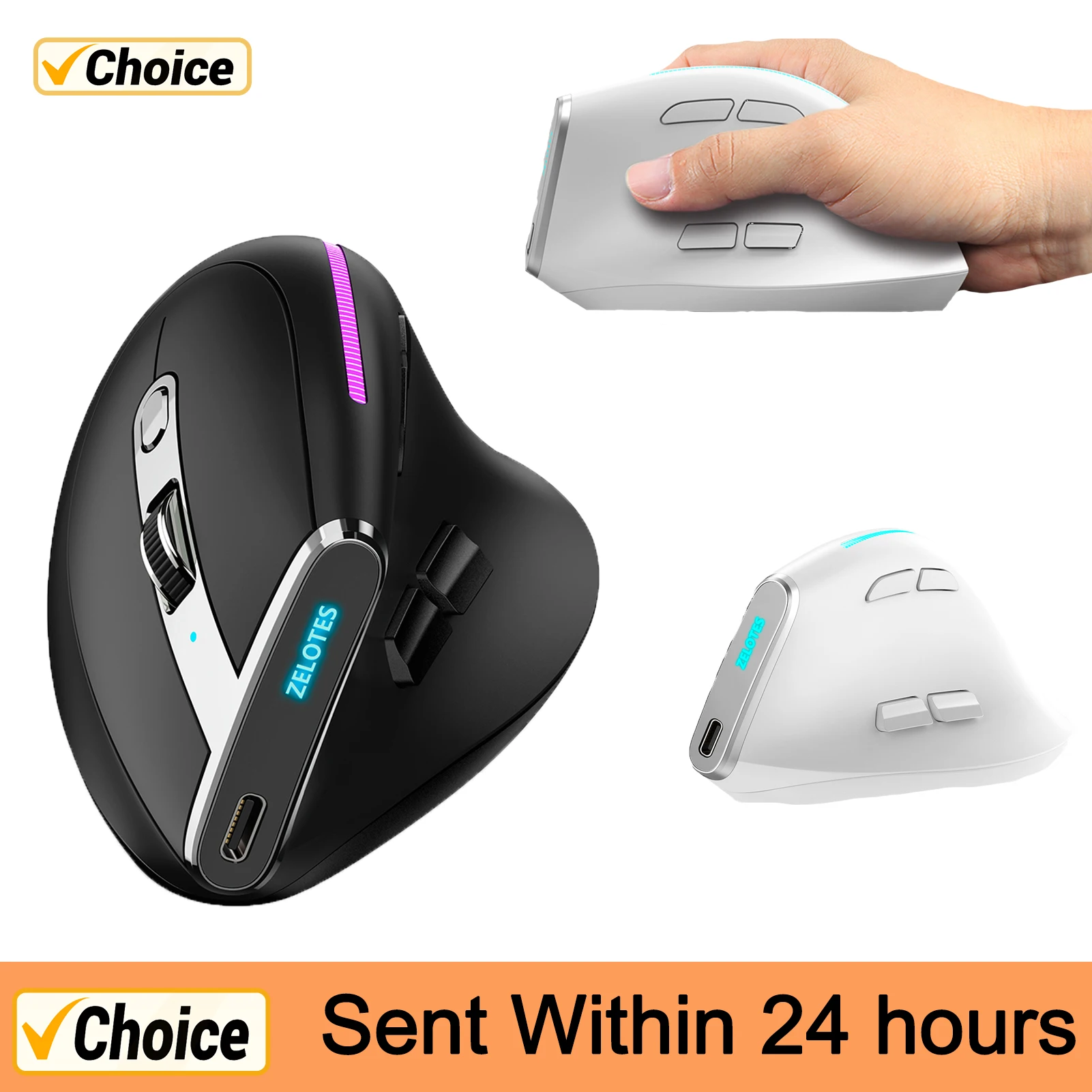 F-36 Ergonomic Vertical Mouse 2.4G+BT1+BT2 Wireless Right Left Hand Computer Gaming Mice Optical USB Mice for Computer Laptop