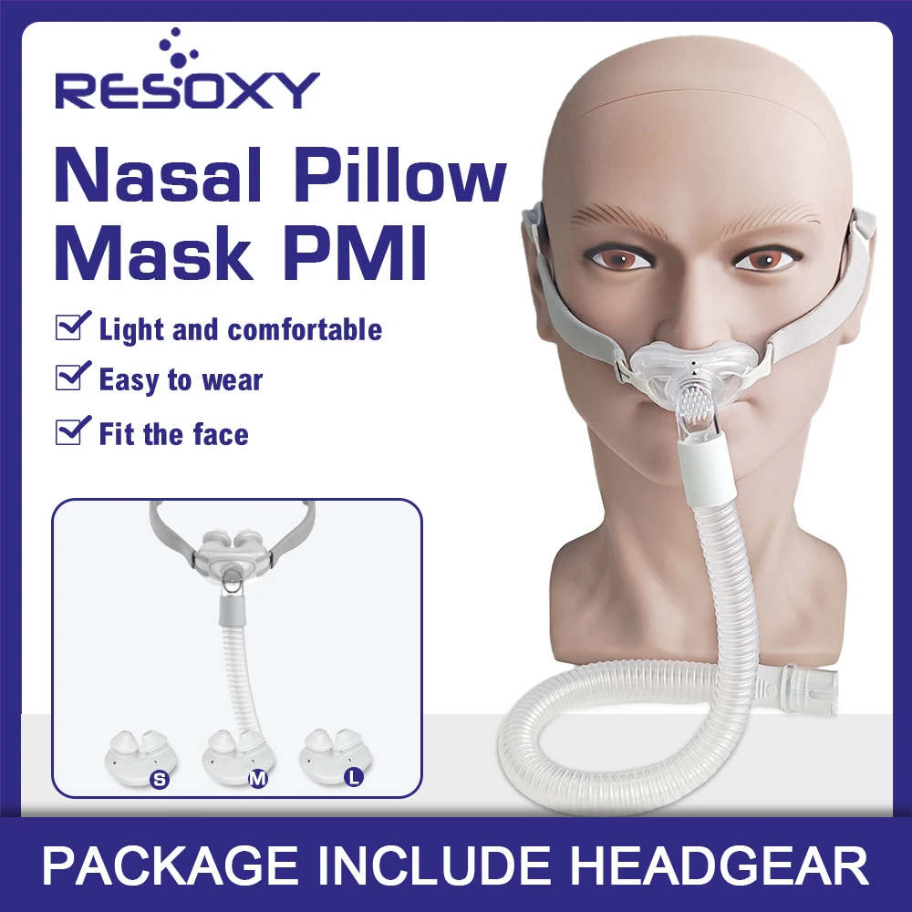 

Resoxy Cpap Nasal Pillows Mask Universal PM1 Sleep Apnea Nasal Mask For Cpap&Bipap With S/M/L 3 Sizes Silicone Cushions