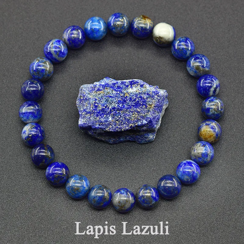 Original Reiki Blau Apatit Perlen Armband Männer Frauen Natürliche Lapis Lazuli Amethyst Gelb Tigerauge Stein Perlen Armband Schmuck