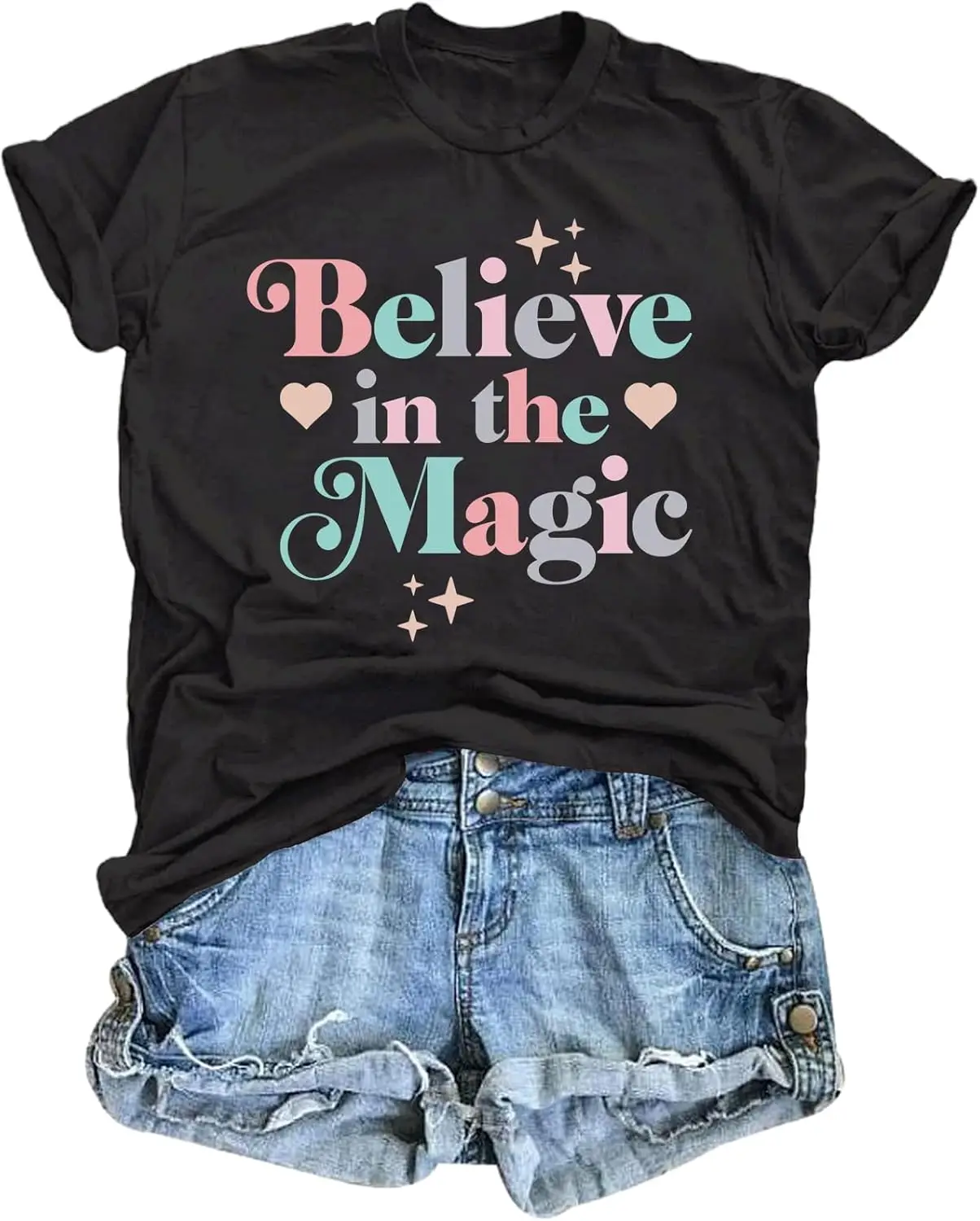 JINLUTH Magical Shirts for Women Magic Kingdom Tshirt Cute Castle Graphic Tees Funny Family Holiday Vacation Casual Tops