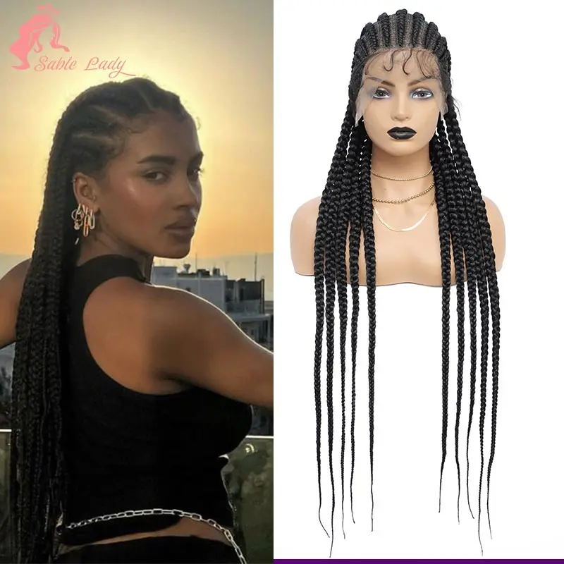 Synthetic Full Lace Cornrow Box Braided Wig 36