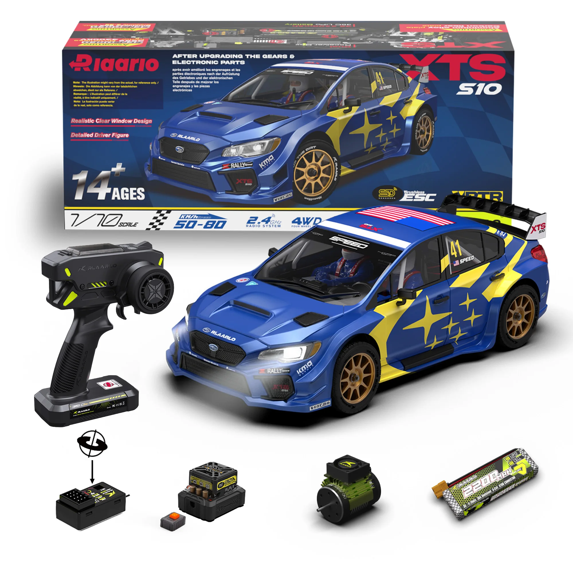 1/10 Brushless 4WD RC Rally Car RTR Car Electric Remote Control Model Car Toy for Adults Children All‑Terrain Remote Control Car
