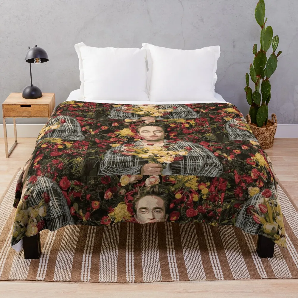 

Robert Pattinson & Flowers Throw Blanket warm for winter manga Blankets