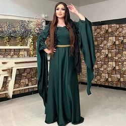 Customized Elegant Round Neck Belt Evening Dress Temperament Prom Gown Long Sleeve Exquisite High Quality Occasion Party Dresses