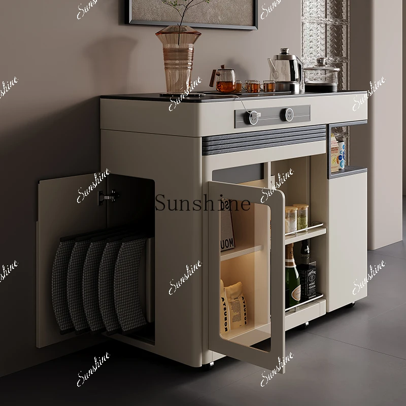 Dining table integrated household telescopic folding mobile island small apartment multi-functional bar tea cabinetP