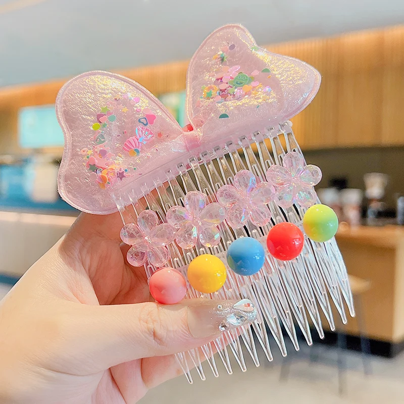 3 Pcs/Set Children Cute Acrylic Flower Bow Fruit Hair Comb Arrange The Broken Hair Artifact Girls Hairpins Kid Hair Accressories