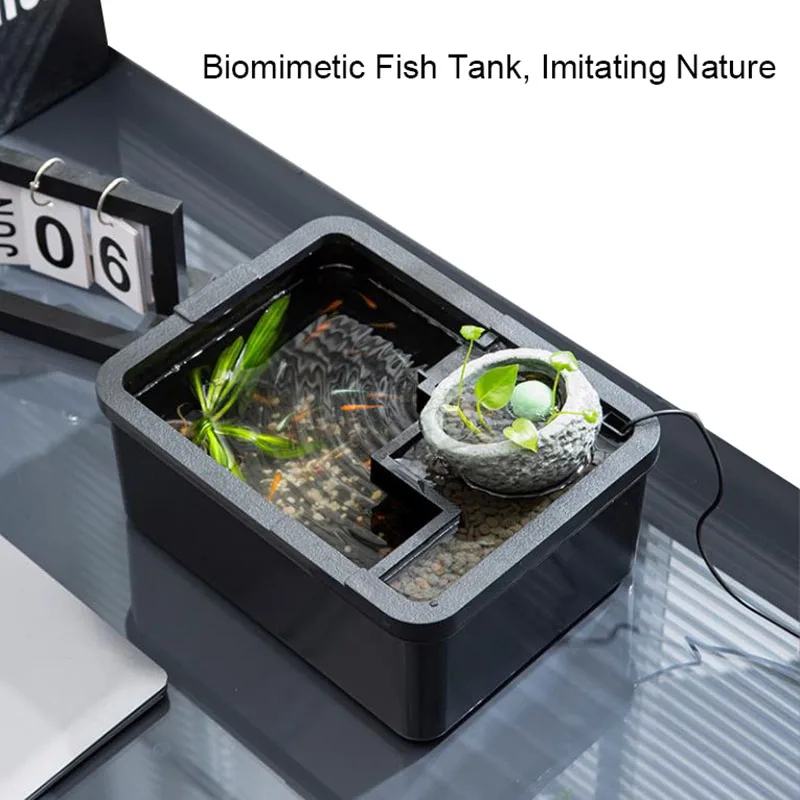 

Acrylic Ecological Filter Fish Tank Silent Operation Desktop Mini Fish Tank Self Filtration Water Circulation Ancient Culture