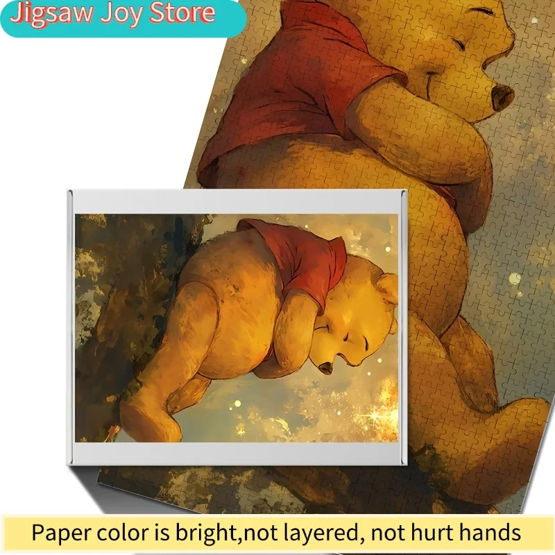 1000pcs Disney Winnie the Pooh Poster and Puzzle | High-Quality, Stress-Relieving Family Game, Ideal for Birthdays, Valentine'