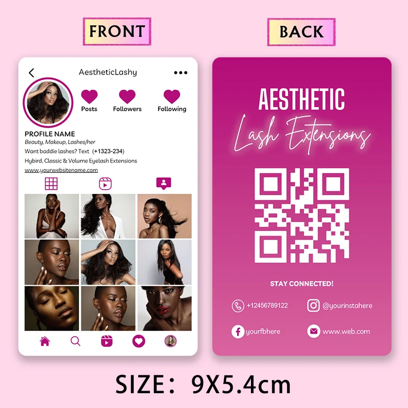 Custom Instagram Business Cards 2024 Template Design Social Media QR Code Credit Calling Card Personalized Thank You Influencer