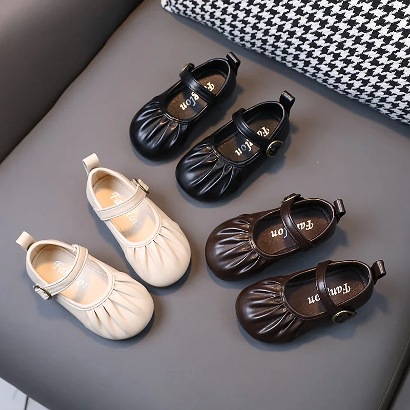 Baby Shoes 1-6 Years Old Non-slip Soft Soled Princess Shoes 2024 Spring Autumn New Single-shoe Small Leather Shoes Academy Style