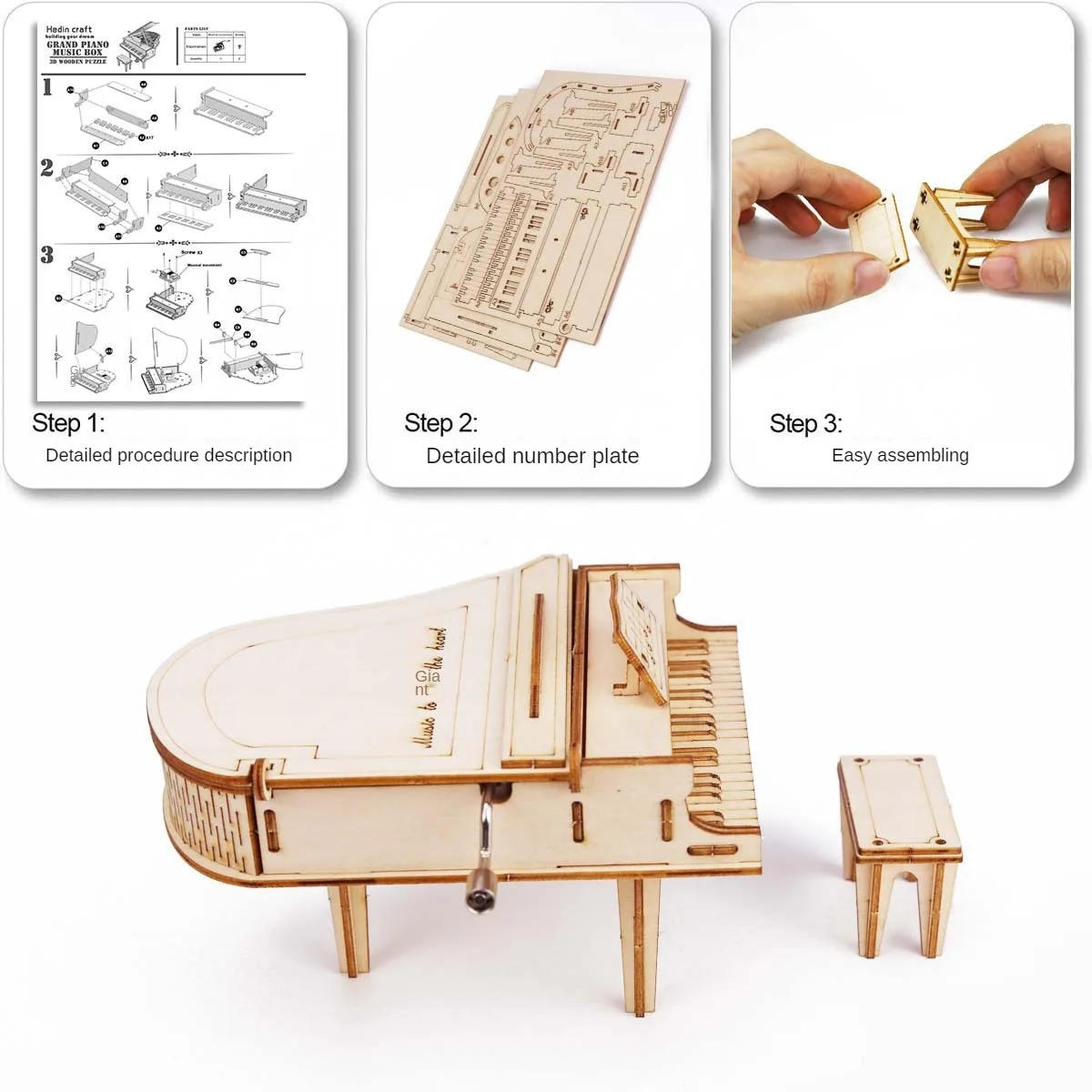 Kit di modellini in legno 3D per adulti, carillon fai da te per violoncello, puzzle meccanici, kit di costruzione per bambini dai 14 anni in su