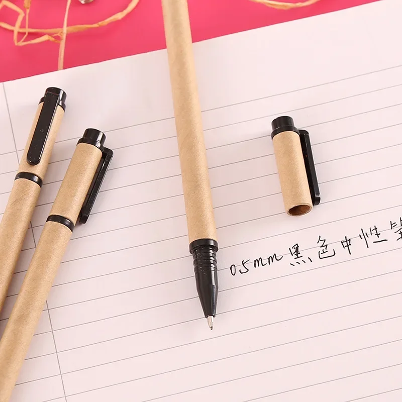 36pcs Kraft Paper Gel Pen Office Study Sign Pen Student Creative Stationery Logo Advertising Pens Wholesale