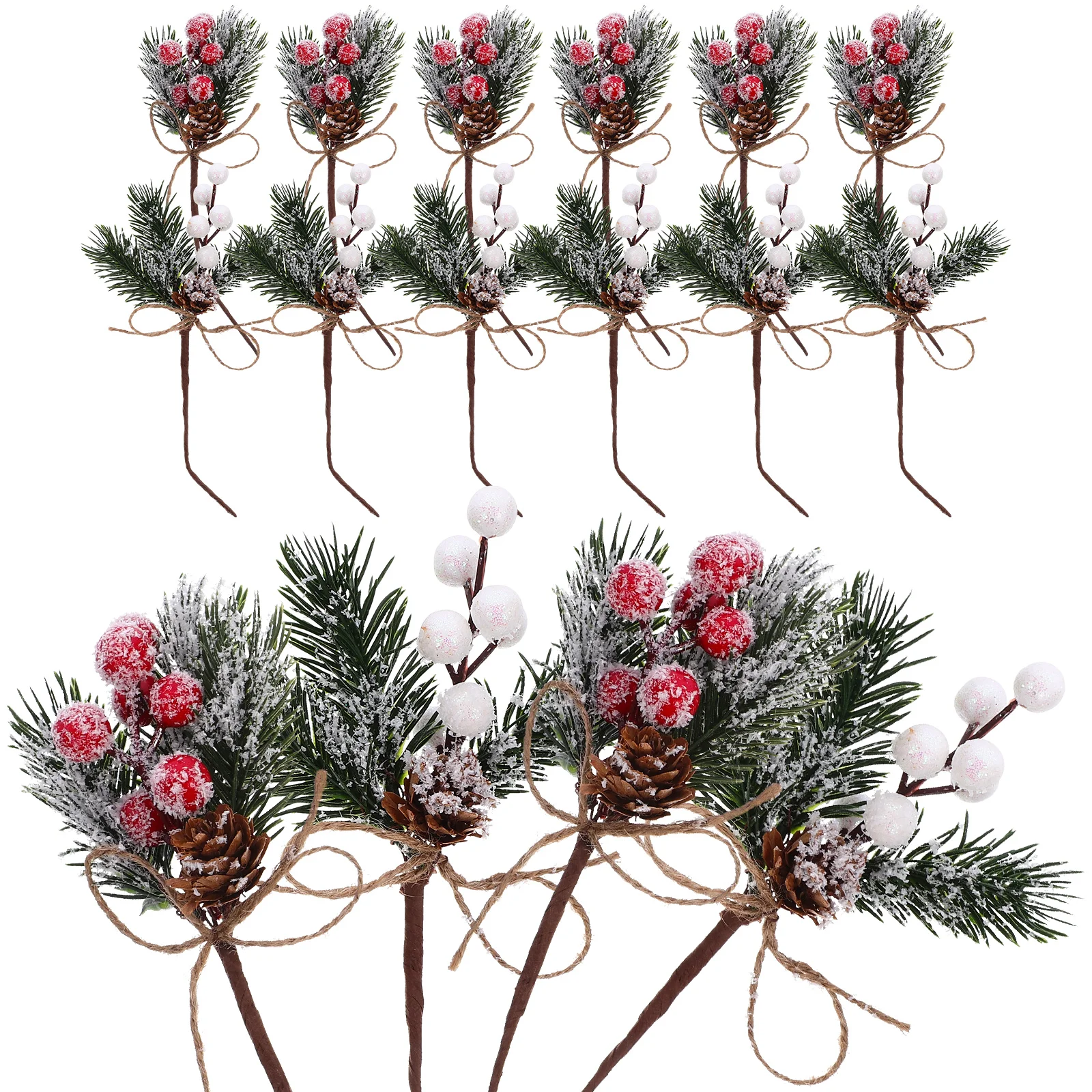 

16pcs Premium Xmas Decorative Holiday Ornament For Home Party Decor Simulation Pinecone Berry Pick Wreath Berry