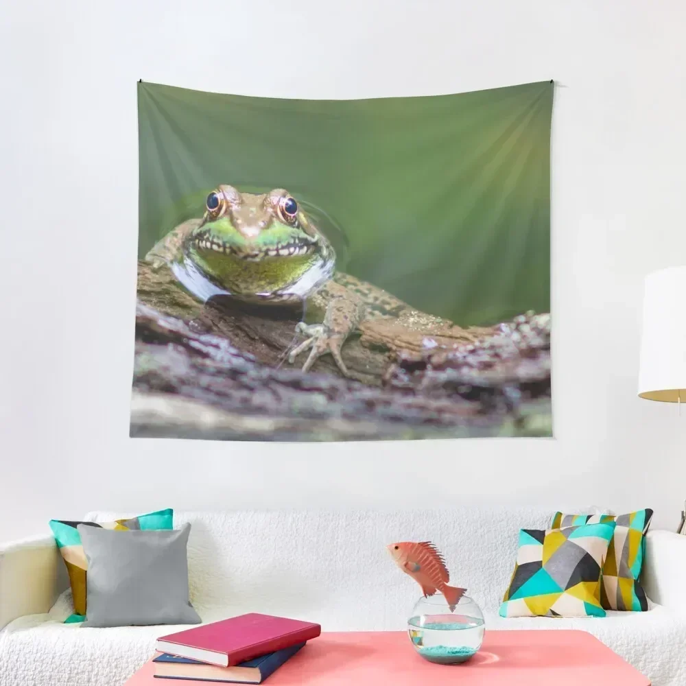 

A Green Frog Relaxing in the Water Tapestry Home Decorating Wall Decor Hanging Kawaii Room Decor Tapestry