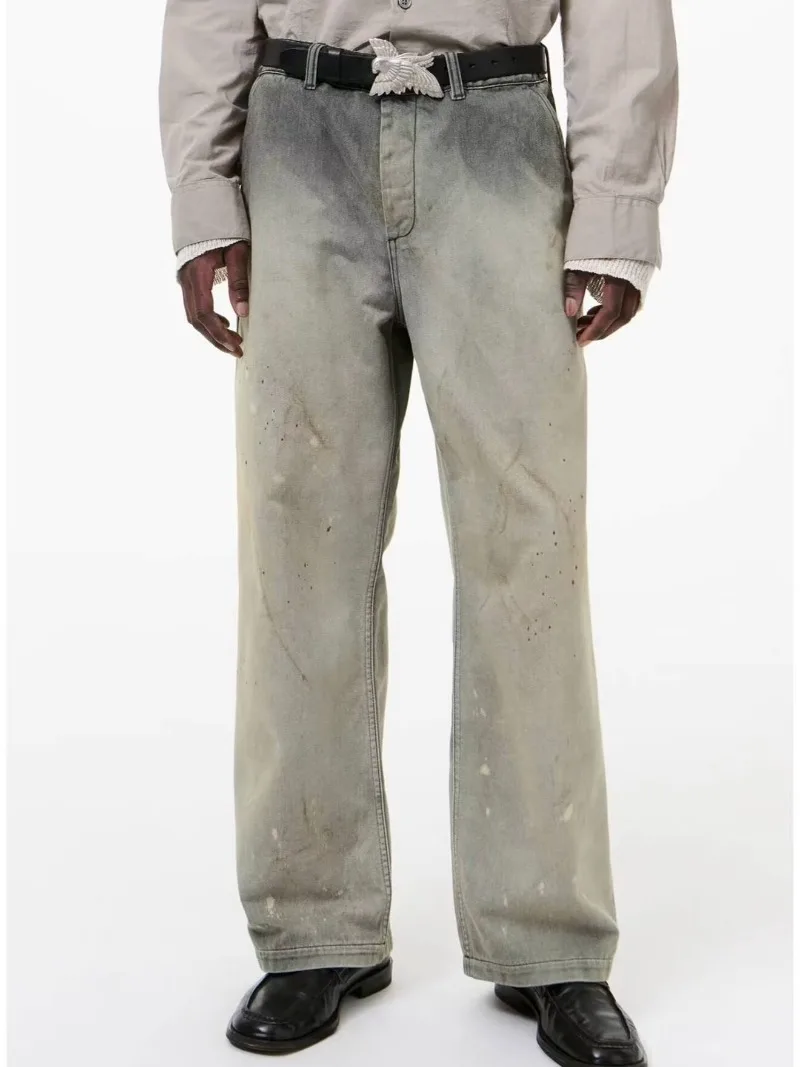 Our Legac Grey Rust Washed Ink Splash Jeans with gradual change