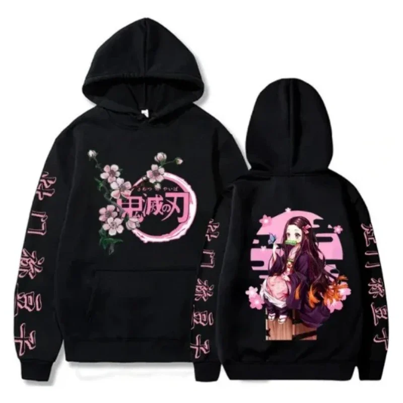 Kimetsu No Yaiba Demon Killer Sudadera con capucha Anime Kamado Nezuko Sudadera con capucha Otoño Invierno nueva moda Vintage hombres y mujeres ropa de calle