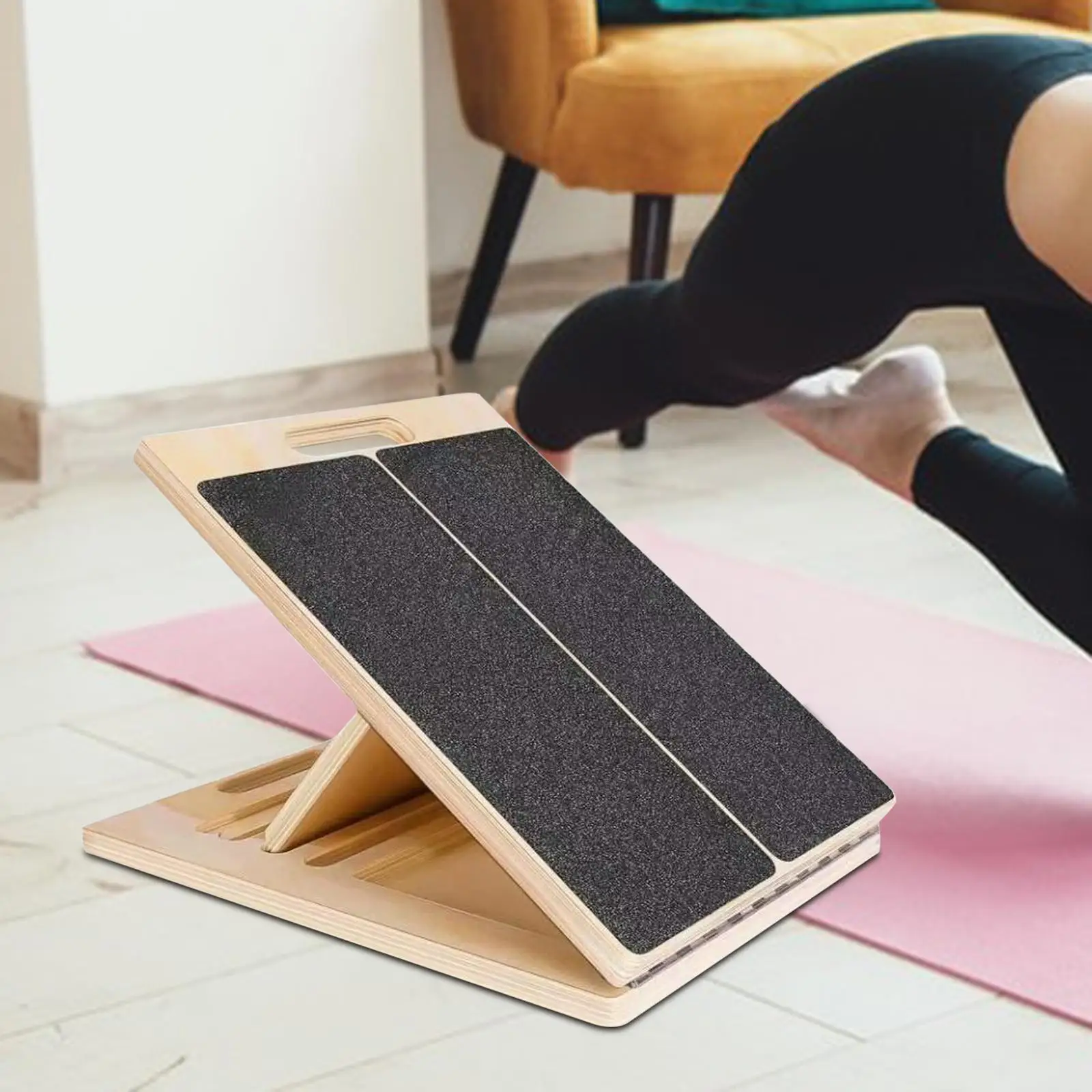 Slant Board Calf Stretcher Folding Balancing Practice Por Wood Calf Stretch Board for Home Gym Sports Exercise Workout Yoga