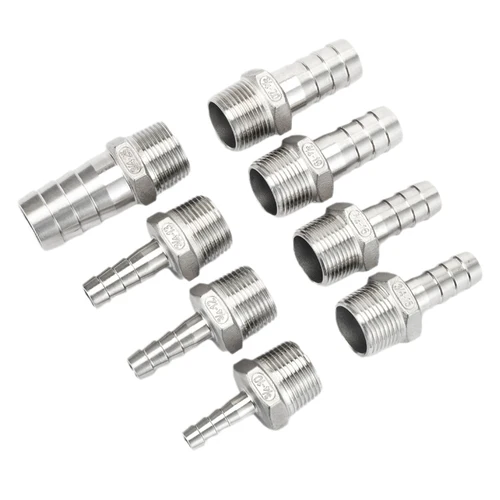 Conector de lengüeta para manguera de acero inoxidable 304, 1/8 "", 1/4"", 3/8 "", 1/2"", rosca macho BSP, conector pagoda, conector trasero de acoplamiento