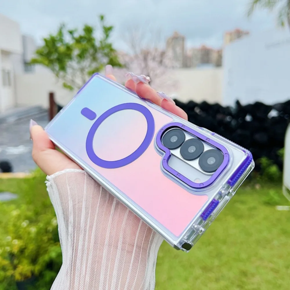 

Магнитные противоударные чехлы MagSafe с металлическими линзами Senior Discolour для Samsung Galaxy Z Fold 6 Z Fold 7, чехол для беспроводной зарядки