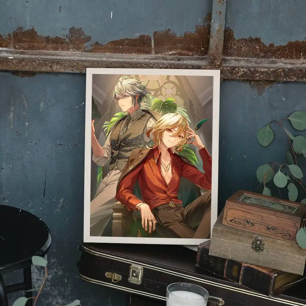 1 قطعة Genshin تأثير Kaveh الهيثم المشارك طباعة لغرفة النوم غرفة المعيشة ديكور المنزل اللوحة جدار الفن HD صورة جدارية