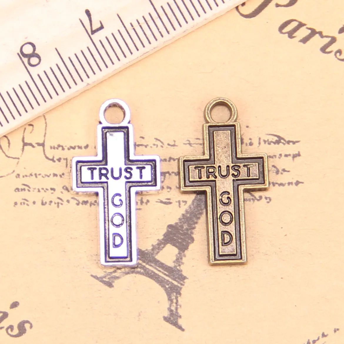 72pcs Jewelry Charms Cross Trust God 24x13mm Antique Silver Plated Pendants Making DIY Handmade Tibetan Silver Jewelry