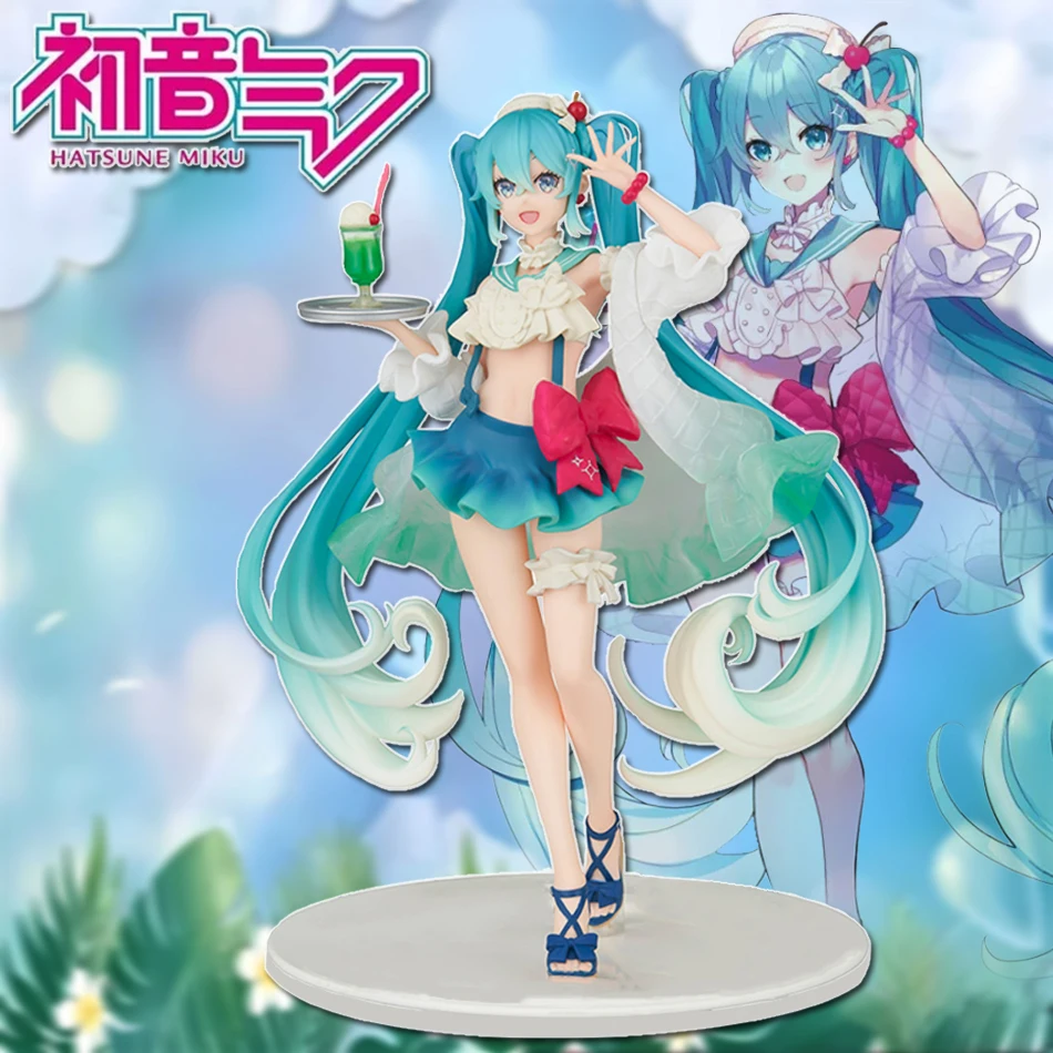 

Anime New Hatsune Miku Figure Soda Cream Dress The Props Desktop Decoration Doll Collection PVC Model Toys Kids Birthday Gifts