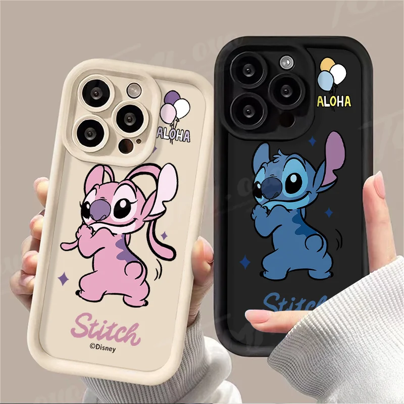 Disney Lovely Stich Angel Soft Case for Samsung Galaxy A55 A35 A25 A15 A05 A05S A24 A13 A23 A12 A22 A32 A52 A52S A72 A11 Cover