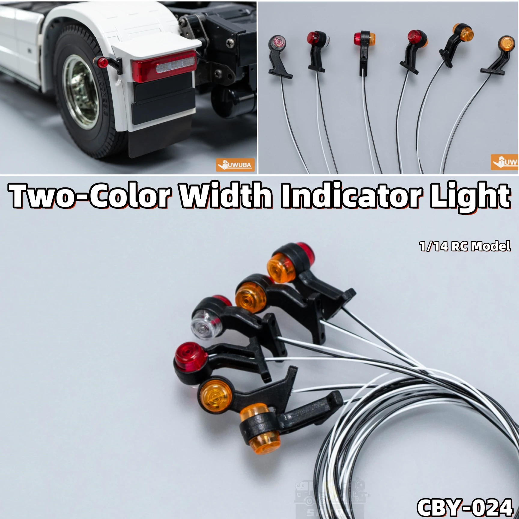 

Двухцветный профильный индикатор ширины света, боковой свет CBY-024 для 1/14 Tamiya RC Scania Man Actros, игрушечные детали для самосвала прицепа