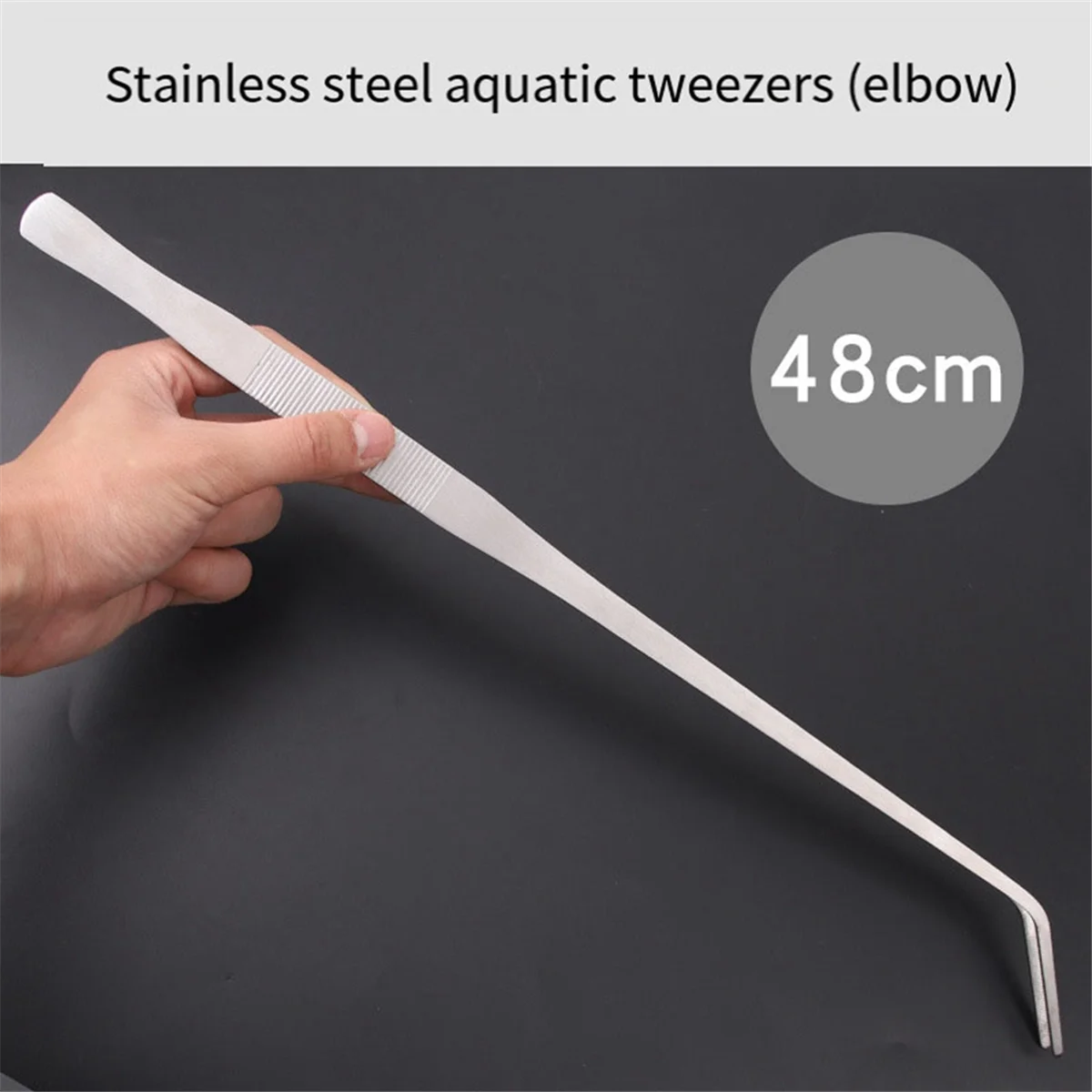 L33A_2 قطعة 48 سنتيمتر ملاقط من الفولاذ المقاوم للصدأ خزان الأسماك النباتات المائية حوض السمك أداة نبات المياه منحني كماشة تغذية ملقط