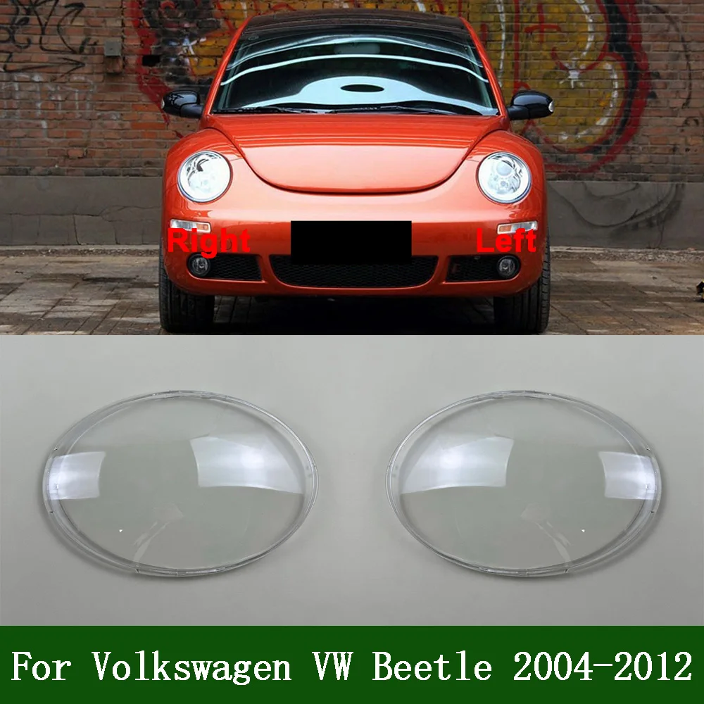 For Volkswagen VW Beetle 2004-2012 (Transparent) Car Front Headlight Cover Lens Headlamps Transparent Lampshad Lamp Shell Masks