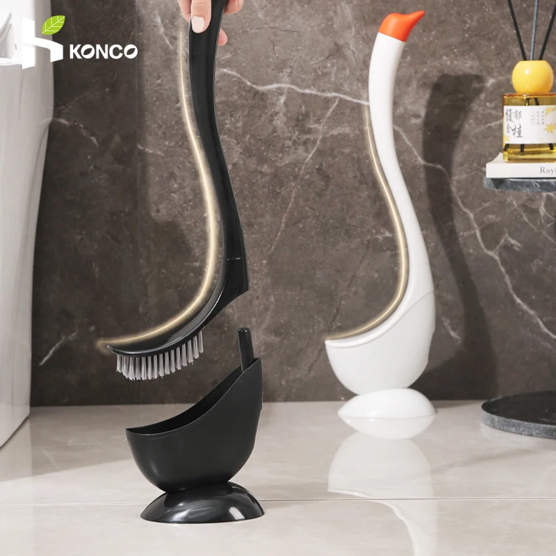 Swan Toilet Brush and Holder Plastic Cleaner Brush Set Toilet Cleaning Brush for Bathroom Home Hotel