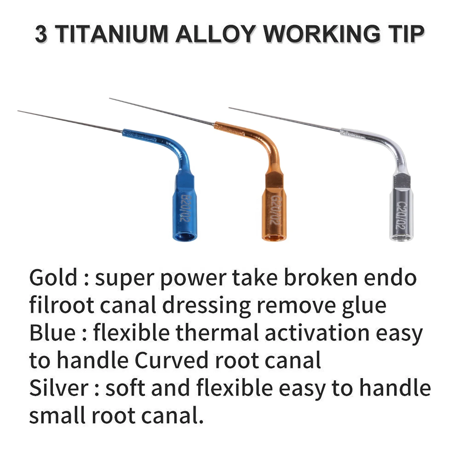 Hot Selling! den tal Endo Activator Irrigation Tips Fit LED Irrigator Ultrasonic Root Canal Handpiece 3PCS