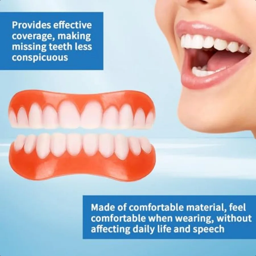 Moldable False TeethSilicone Dentures Men and Veneers Teeth for Women 1 PCS Upper Lower Set Daily Confidence Boost Cosmetic