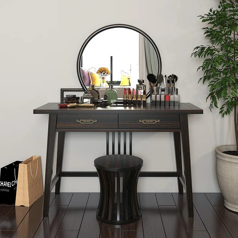 New Chinese makeup table dresser, bedroom all solid wood light luxury ebony dresser, small simple small makeup table