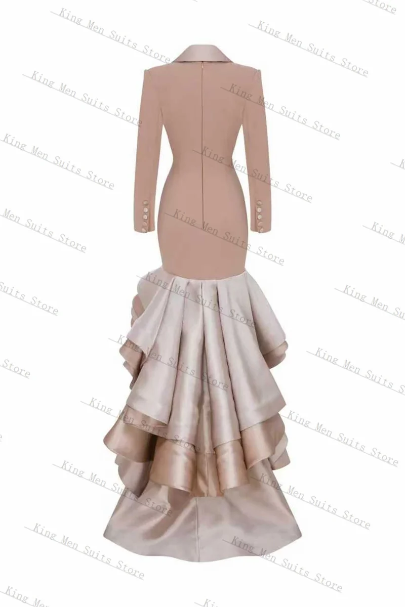Champagne Women Suits 1 Piece Long Blazer Prom Dress Customized Formal Office Lady Jacket Wedding Tuxedos Cotton Overcoat