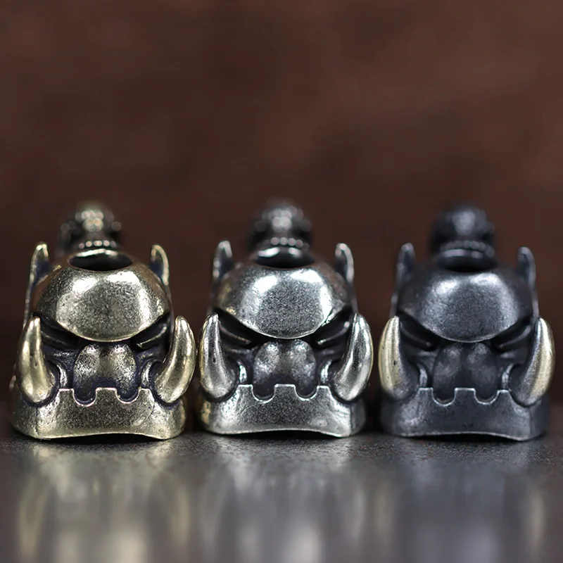 

Orcish Warrior Head Sculpture Brass Knife Bead DIY Paracord Accessories Handmade Woven Lanyard Pendant EDC Outdoor Tool Hangings