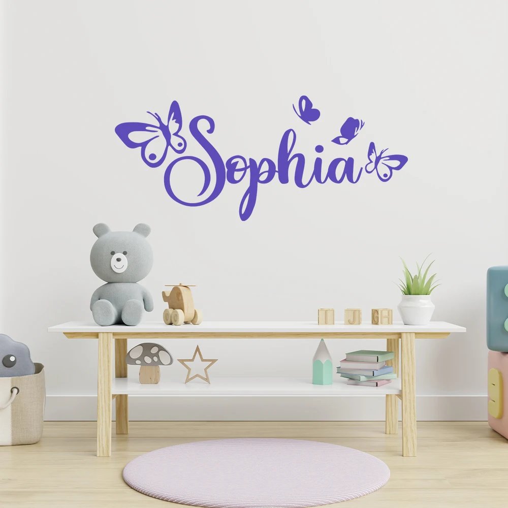 1pc Creative Personalize Custom Name Butterfly Waterproof Wall Stickers Home Decor For Wedding  Vinyl Decals