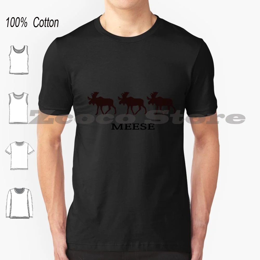 Meese تي شيرت 100% قطن مريح عالي الجودة Moose Meese Plural Form What Multiple Deer Deers