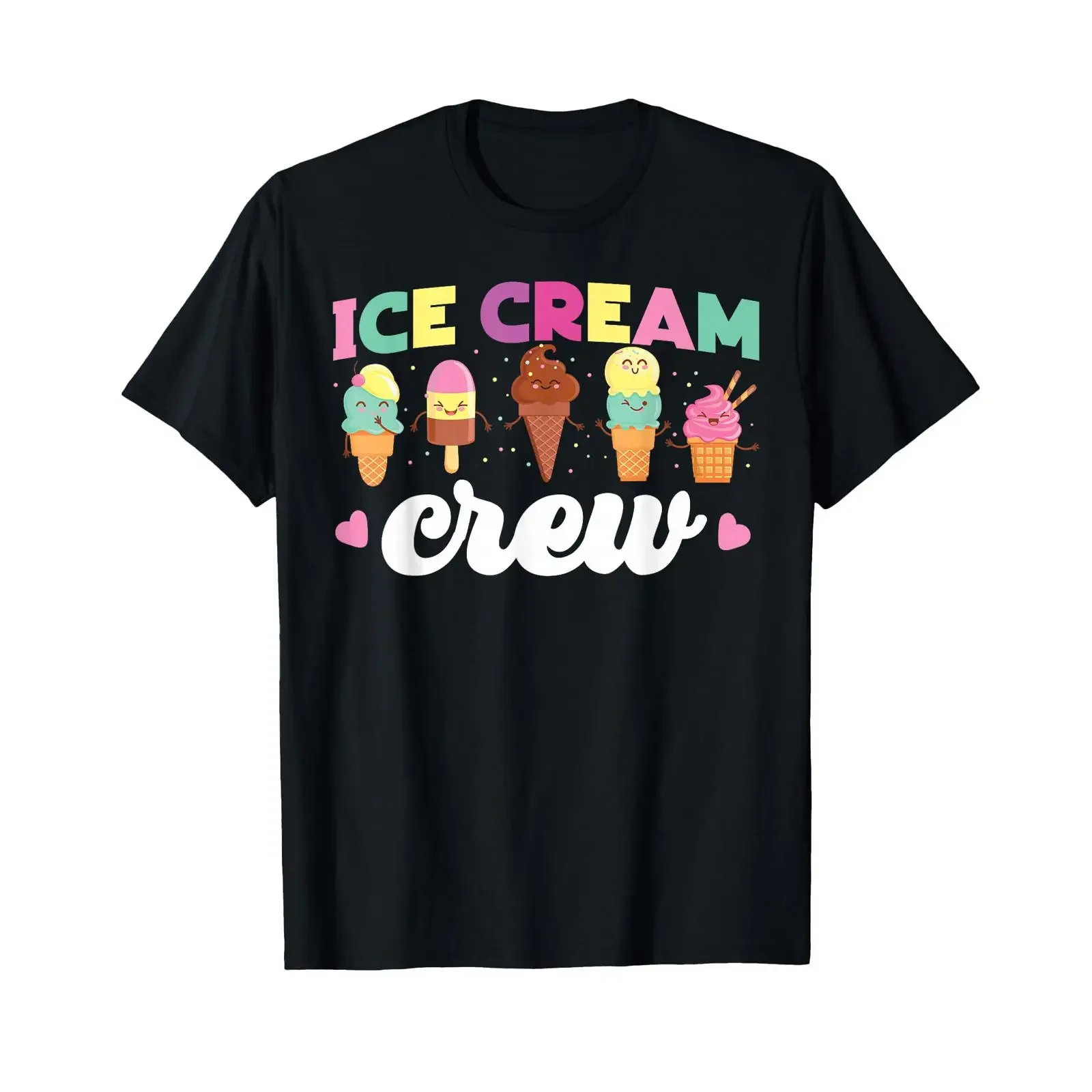 Camiseta Ice Cream Cone Crew vintage lavada para uso diário, macia, ligeiramente versátil, respirável, confortável, unissex, masculina
